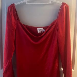 Princess Polly, Red Satiny Long-Sleeve Dress, Size 4